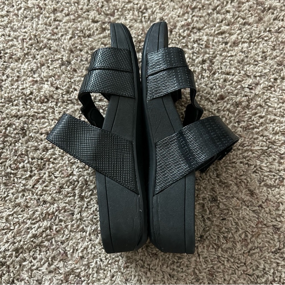 Vionic Black Strappy Slide Sandals with Silver Buckle - Picture 5 of 8